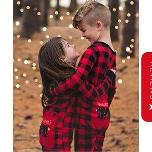 💚Lazy One “Bear Cheeks” Plaid Kids Pajama Onesie